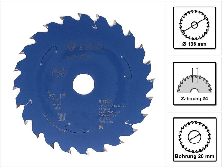 Immagine prodotto Bosch Professional Zubehör Lama circolare a batteria Expert per legno, 136 x 1,5/1 x 20, 24 denti