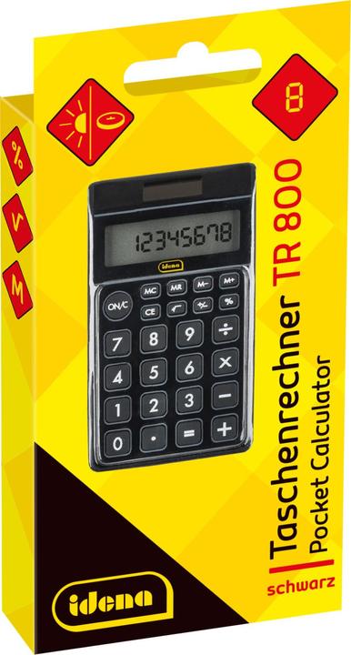 Productafbeelding Idena Zakrekenmachine TR800 zwart, 8-cijferig (Batterijen, Zonnecellen)