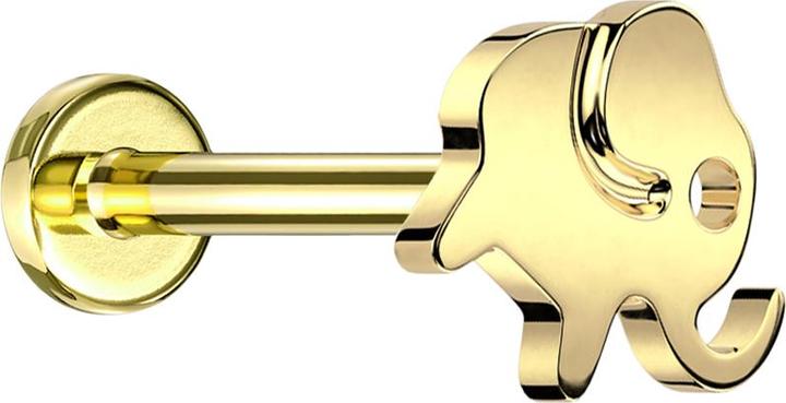 Produktbild Star Piercing Micro Labret Innengewinde vergoldet Elefant vergoldet (ohne Messing, Titan G23)