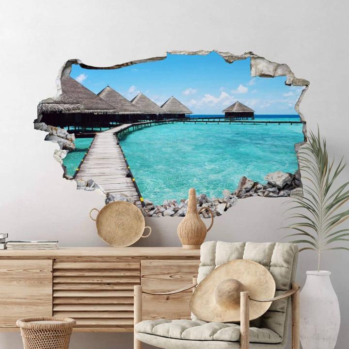 Produktbild Trenddeko 3D Strandhaus Malediven (100 x 61 cm)