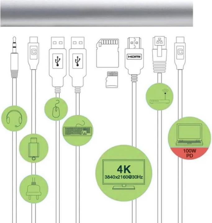 Produktbild EFB Elektronik EFB Techly Zusammenklappbares Laptop/Tablet 9 in 1 (USB-C)