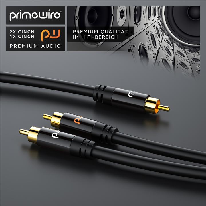 Immagine prodotto Primewire Cavo audio Cinch - Cavo coassiale a Y - Cavo per subwoofer - Da 1 spina Cinch a 2 spine Cinch (7.50 m, Cinch)