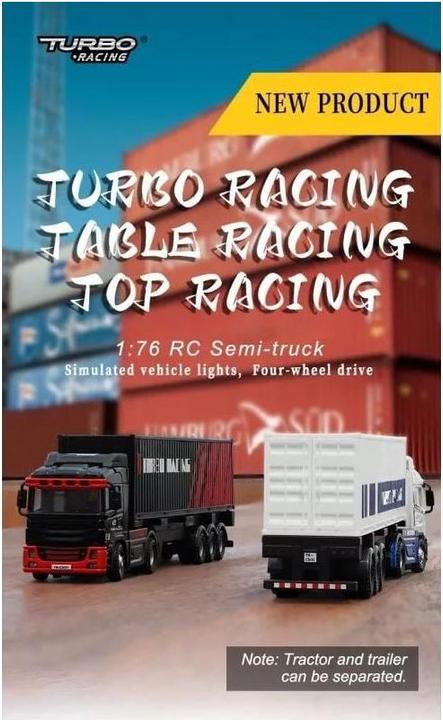 Image du produit Turbo Racing Camion C50 avec remorque Blanc, 1:76, RTR (RTR Prêt à fonctionner)