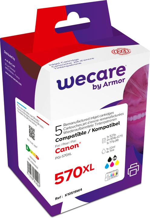 Produktbild Wecare Multipack rebuilt XL BKCMY PG570/571 zu Canon PIXMA MG5750 22/11ml (M, BK, C, Y)