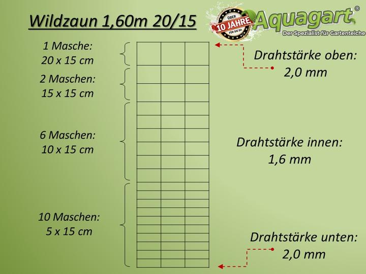 Produktbild Aquagart 50m Wildzaun Forstzaun 160/20/15+ Pfosten + Spanndraht
