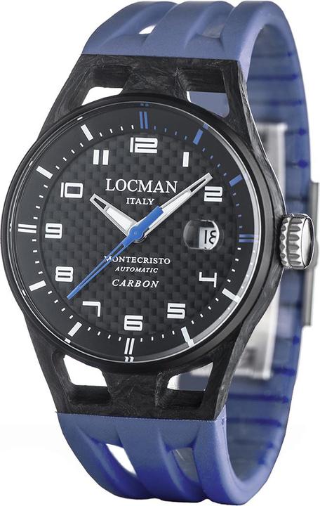 Produktbild Locman Italy Herrenuhr Montecristo Carbon blau Automatik Ref. 0544 (Uhr mit Schmuckstein, 41 mm)