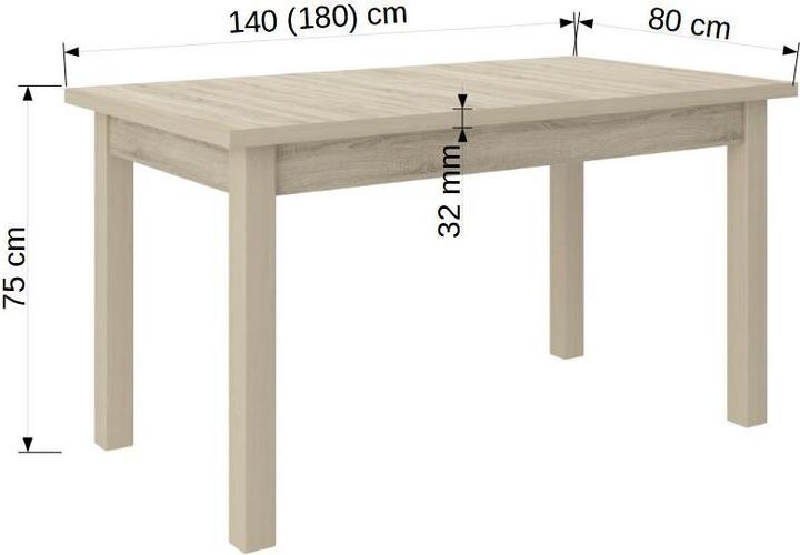 Produktbild ADRK Furniture Tisch- und Stuhlset RODOS 52 (140 x 80 x 75 cm)