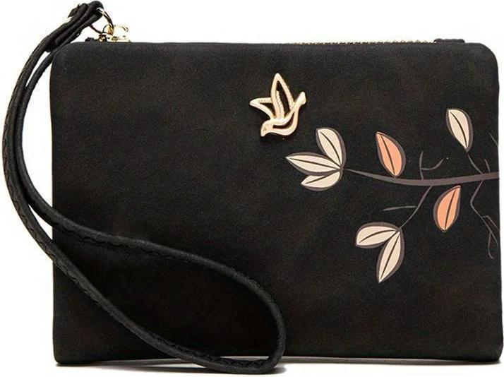 Immagine prodotto Only-Bags.Store Stilvolle kurze Brieftasche mit Handschlaufe - Kartenhalter mit Blumenmuster in Beige, kompakte