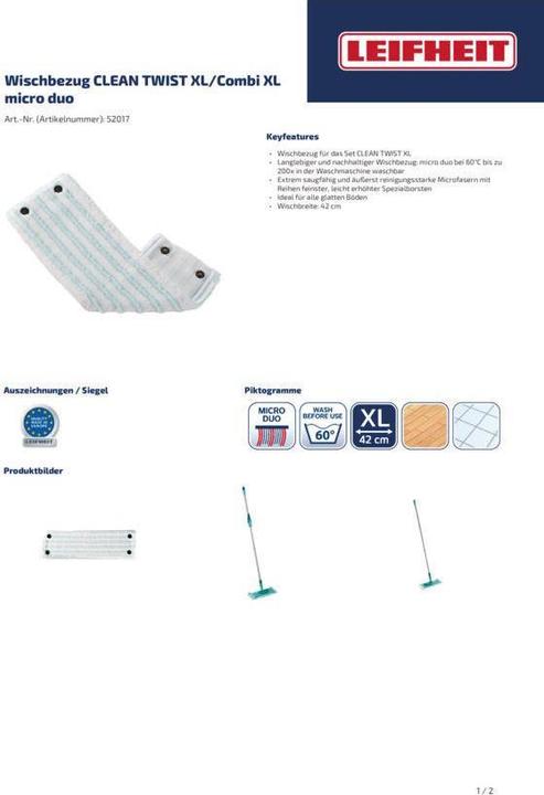 Produktbild Leifheit Wischbezug CLEAN TWIST XL/Combi XL micro duo (1 Stk.)
