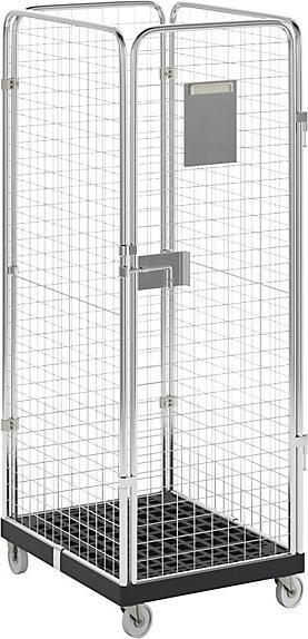Image du produit eurokraft basic Roll-conteneur à panneaux grillagés, 4 côtés, noir / galvanisé. (500 kg)