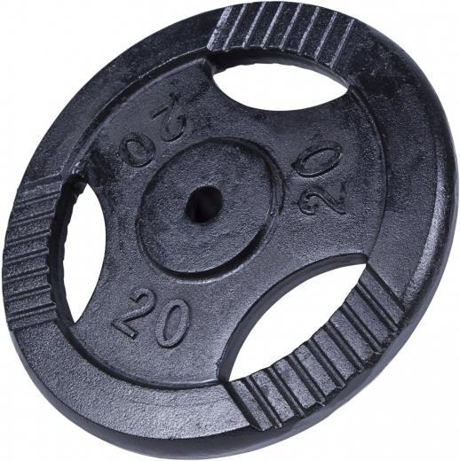 Gorilla Sports Hantelscheibe Guss Gripper Schwarz 0,5-20 KG (1 x 20 kg)