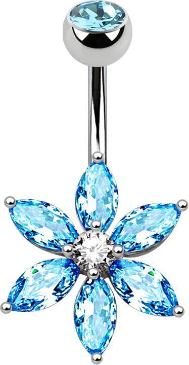 Immagine prodotto Star Piercing Banana argento con fiore di cristallo acqua (Ottone, Acciaio chirurgico 316L)