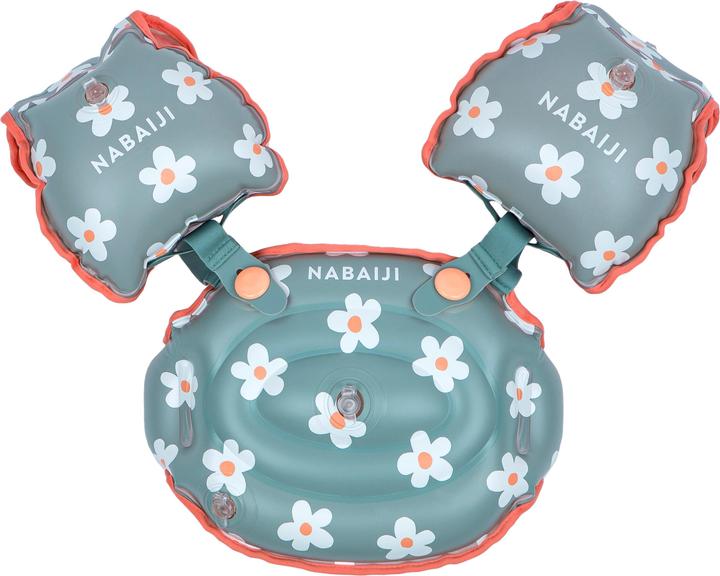 Nabaiji Kids progressive pool armbands - Tiswim flower print khaki