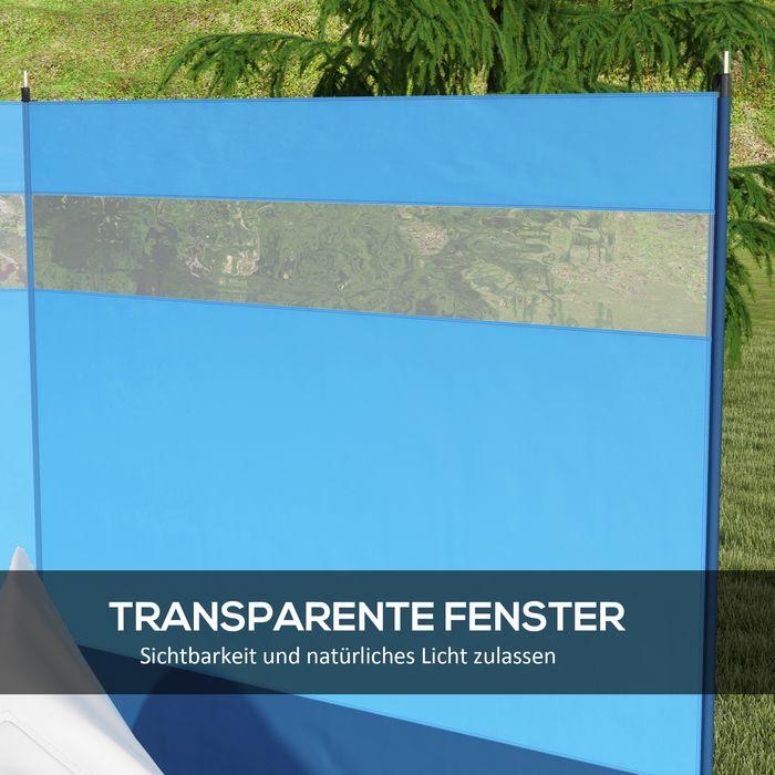 Produktbild Swisshandel24 Windschutz mit Sichtfenster und Tragetasche, Stahlstangen, 440x140cm, Blau (440 cm)