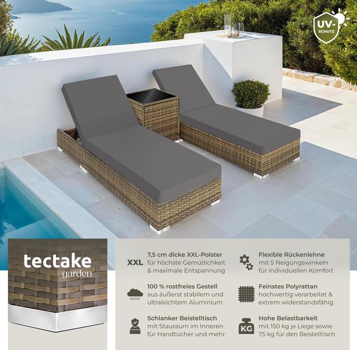 Immagine prodotto tectake Sedie a sdraio in rattan (184 cm)