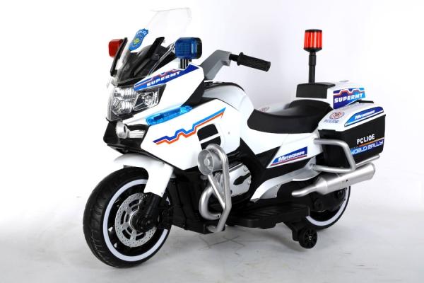 Es-toys Elektro Kindermotorrad Polizei 011- 12V7A Akku – mit Stützräder, Musik und Lichter (12 V)