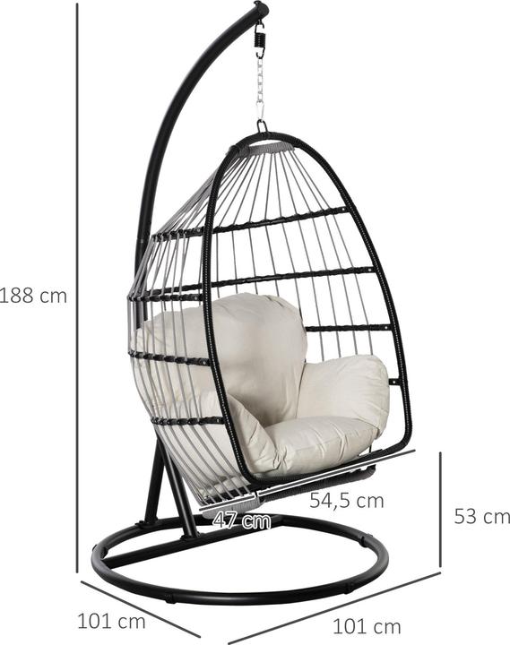 Actual product image Outsunny Hanging chair with cushion (160 kg)