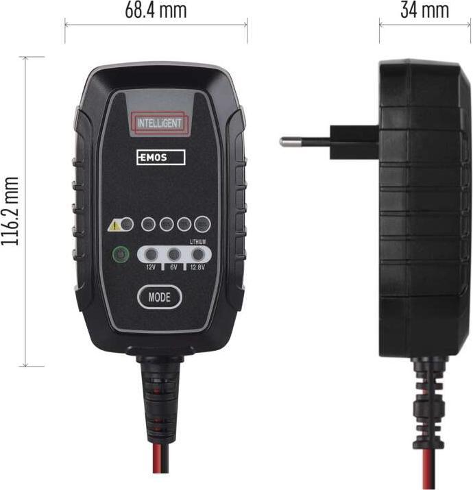 Image du produit Emos Chargeur de batterie de voiture /12V 0,8A (12V, 6V, 0.80 A)