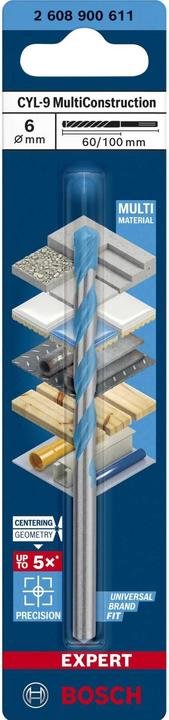 Produktbild Bosch Professional Zubehör EXPERT CYL-9 MultiConstruction Bohrer, 6 x 60 x 100 mm (6 Millimeter)