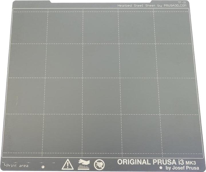 Produktbild Prusa i3 Federstahldruckplatte mit satinierter doppelseitiger PEI-Schicht (Druckbett, Zubehör)