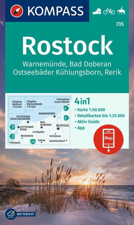 Produktbild KOMPASS Wanderkarte 735 Rostock, Warnem