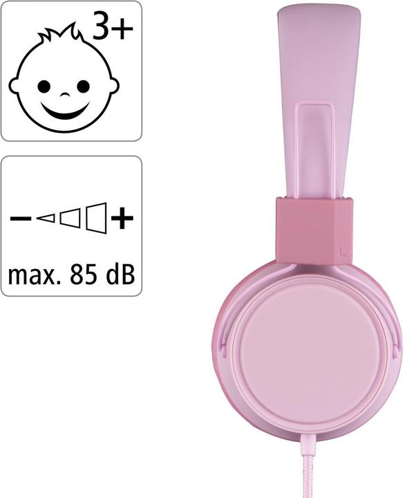 Produktbild Thomson HED8100P Kinderkopfhörer, On-Ear, mit Kabel, Lautstärkebegrenzung, Rosa