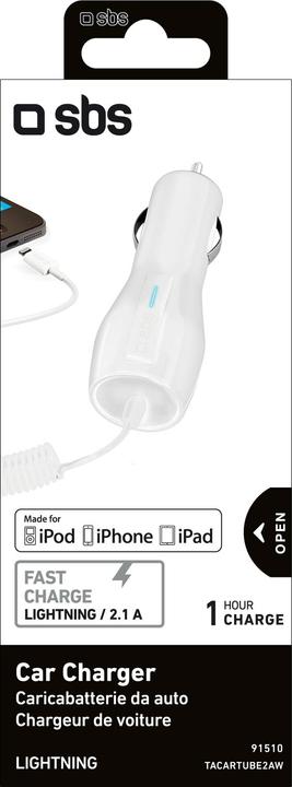Actual product image SBS Car charger for iPad and iPhone with Lightning connector 2.100 mAh