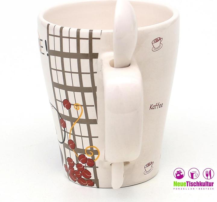 Immagine prodotto neuetischkultur Tazza da caffè con cucchiaio, Coffeetime (400 ml, 2 x)