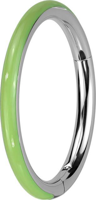 Produktbild Star Piercing Micro Segmentring klappbar silber seitlich grün "Glow" (ohne Messing, Titan G23)