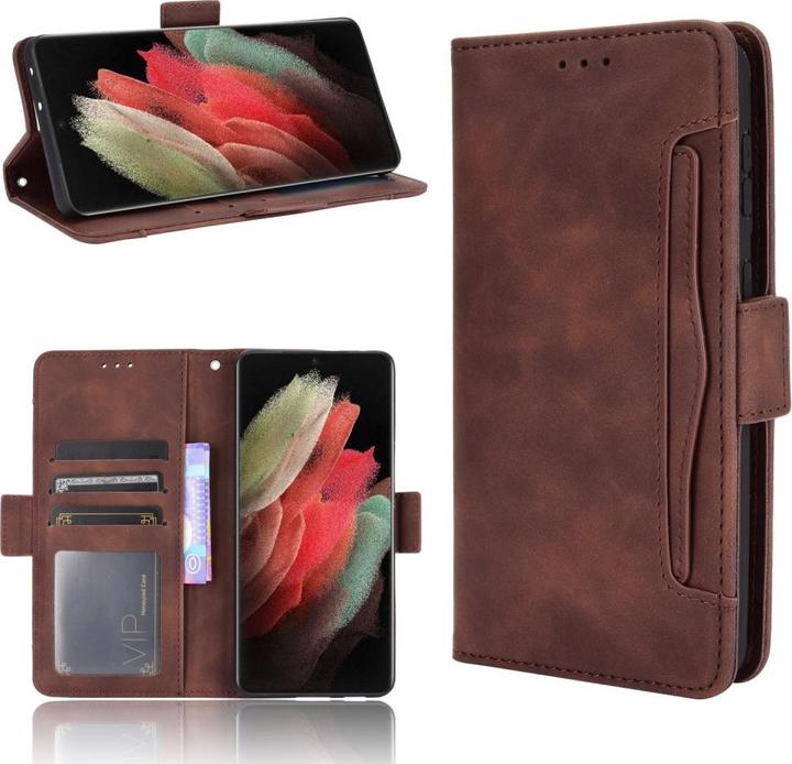 Actual product image Cover-Discount Galaxy S21 Ultra - case with many card slots brown (Samsung Galaxy S21 Ultra)