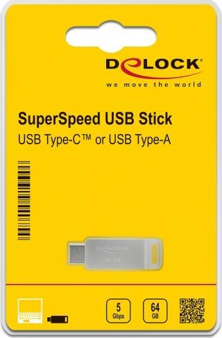 Produktbild Delock USB Flash Laufwerk (64 GB, USB-C, USB 3.0, USB-A)