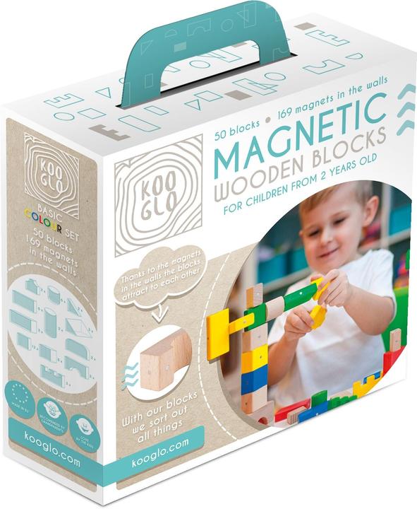 Actual product image Kooglo Magnetic Wooden Blocks Basic Colour