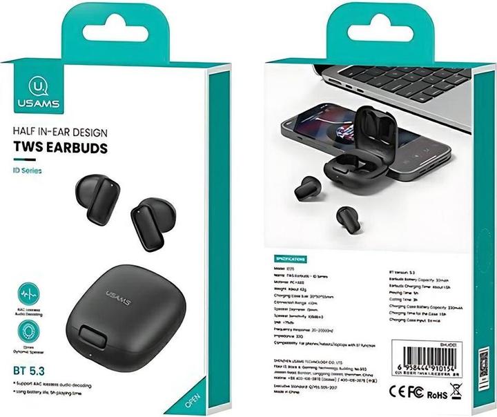 Actual product image Usams Słuchawki Bluetooth 5.3 TWS ID Series bezprzewodowe niebieski/blue BHUID03 (ID25) (5 h, Wireless)