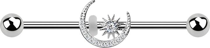 Image du produit Star Piercing Barbell silber mit Mond und Stern (Acier chirurgical 316L, Laiton)