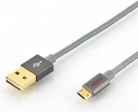 Actual product image ednet USB data/charging cable USB A - micro B coloured St/St 10 m High Speed reversible plug (1 m, USB 2.0)