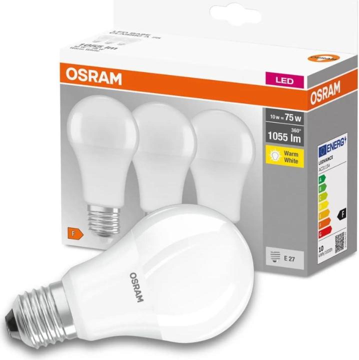 Produktbild Osram Led Base Classic A (E27, 10.50 W, 1055 lm, 3 x, F)