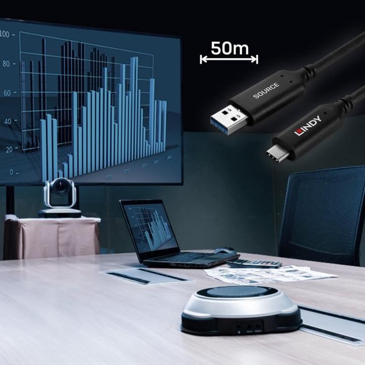 Image du produit Lindy 50m USB 3.2 Gen 1 Typ A an C Hybridkabel (50 m, USB 3.2 Gen 1)