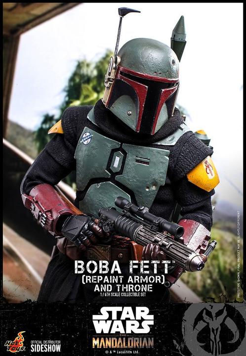 Actual product image Hot Toys Star Wars The Mandalorian Action Figure 1/6 Boba Fett (Repaint Armor) and Throne 30 cm