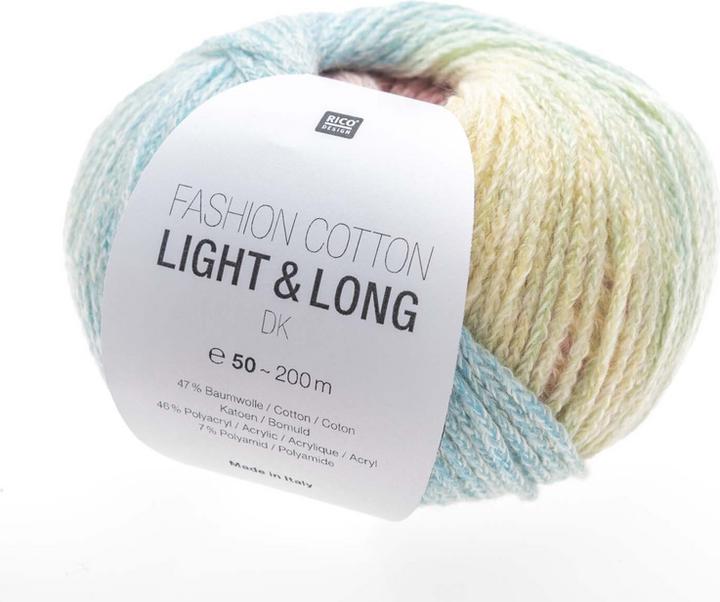 Image du produit Rico Fashion Cotton Light & Long, multicolor, 50 g, 185 m, 47 % CO, 46 % Acryl, 7 % PA (185 m)
