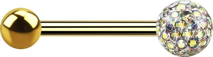Actual product image Star Piercing Gold-plated barbell with ball and crystal ball multicolour epoxy protective layer (Titanium G23, without brass)