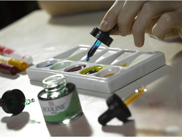 Produktbild Talens Ecoline Set (Zitronengelb, Magenta, Sky Blue, Green, Black, Grey, Bright Orange, Vermilion, Sepia, Ultramarinviolett, 300 ml)
