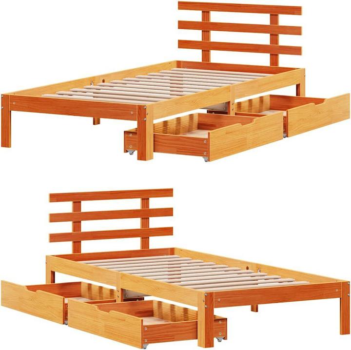 Produktbild VidaXL Bett mit Schubladen Kiefer (100 x 200 cm)