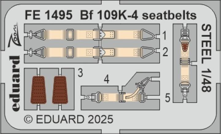 Actual product image Eduard Bf 109K-4 seatbelts STEEL