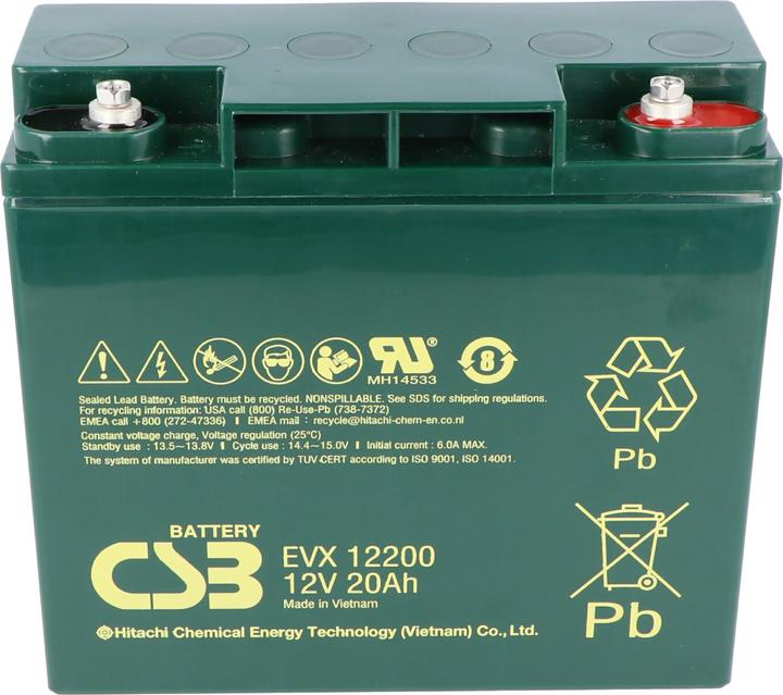 Image du produit CSB EVX12200 Batterie au plomb AGM 12 volts 20Ah, 181x76,2x167mm, résistante au cyclage, M5 femelle (12 V, 20 Ah)