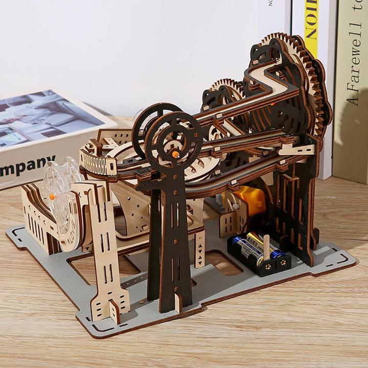 Image du produit The Toy Company 3D Holz Kugelbahn, Murmelbahn Puzzle aus Holz, batteriebetrieben