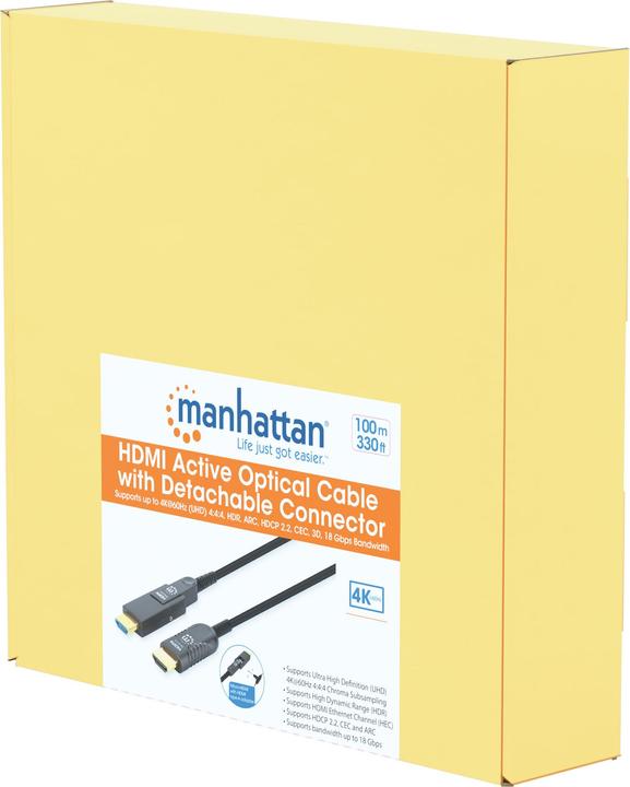 Immagine prodotto Manhattan Cavo attivo ad alta velocità in fibra ottica HDMI con connettore staccabile (100 m, HDMI)