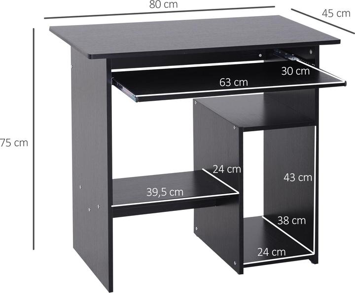 Immagine prodotto Homcom Tavolo da computer con piano tastiera allungabile (80 x 45 x 75 cm)