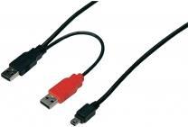 Image du produit Tecline Câble USB en Y, 2x USB St. A / 1x USB 5pin Mini St. B Pour une meilleure alimentation, par exemple (0.80 m, USB 2.0)
