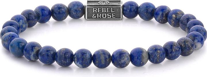 Image du produit Rebel Rose - Bracelet Lapis Lazuli serti d'argent RR-6S002-S - Dimension : 19 cm - L (19 cm, Lapis-lazuli, Acier inoxydable)