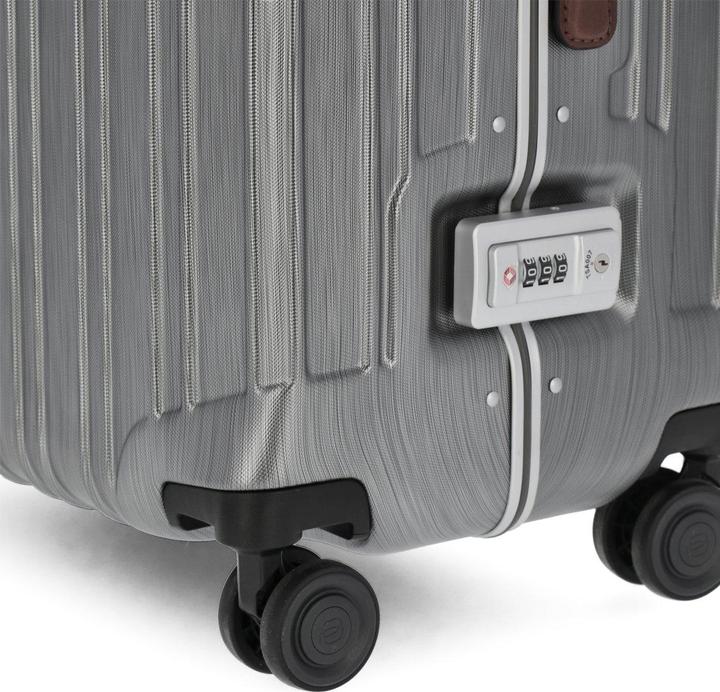 Actual product image Piquadro PQ-Light - Ultra Slim Large Hard Shell Trolley Black/Leather (67 l, L (90 - 115l))